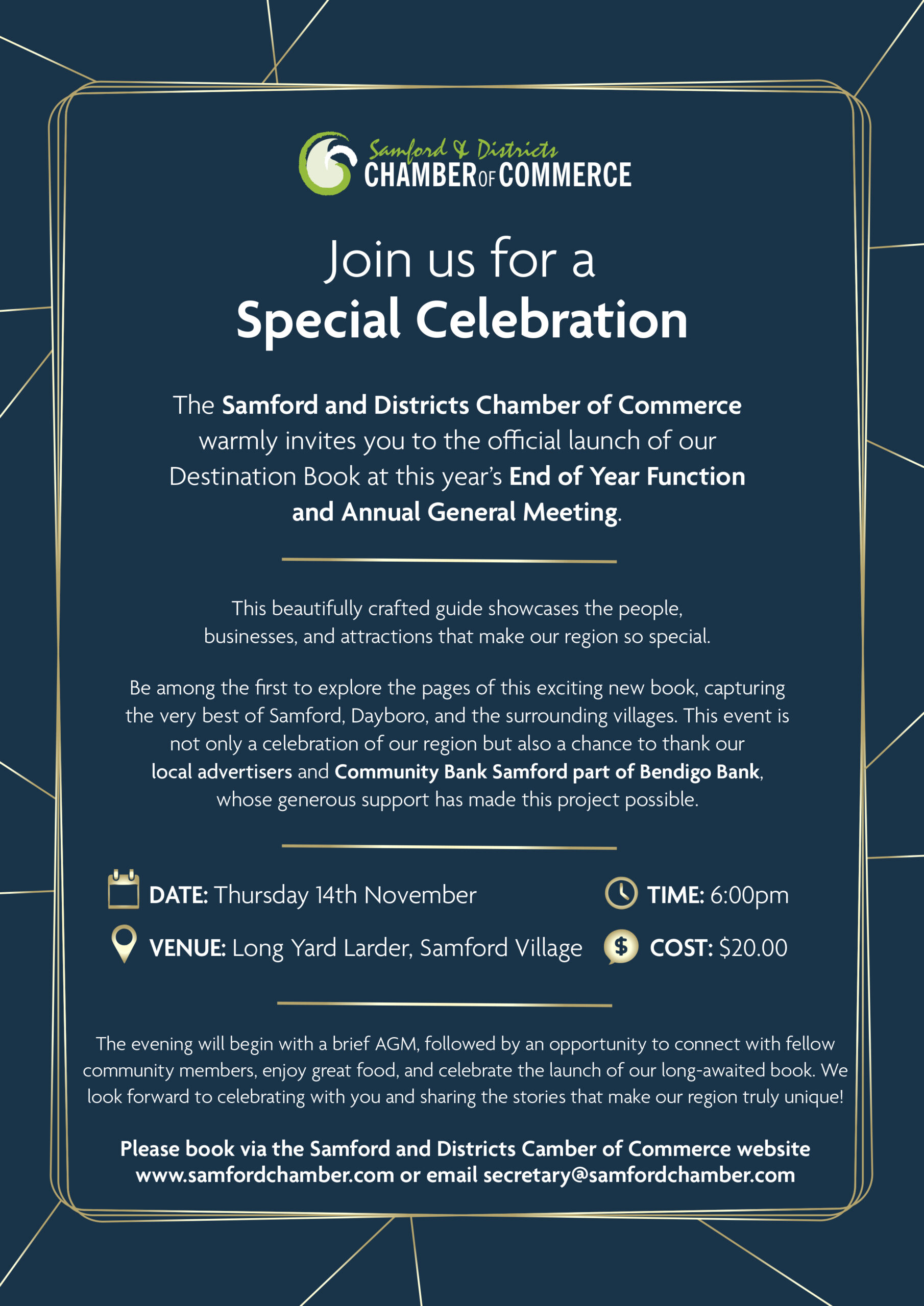 Chamber of Commerce AGM and Destination Book Launch  - 14th November 2024